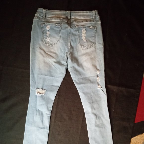 NWOT Track 23 Jeans Women's Blue Skinny Mid Rise Denim Distressed Jean Size 13 - Picture 8 of 9